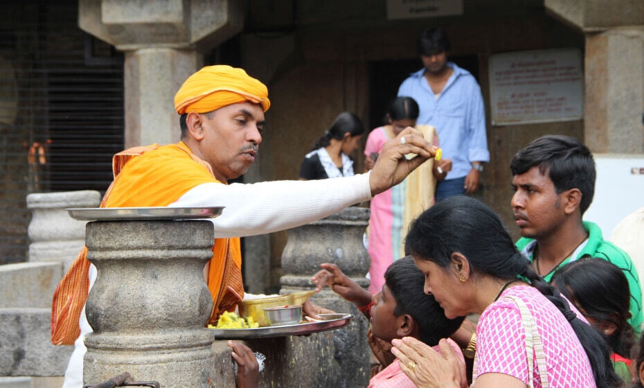 Priest at Shravanabelagola, Hassan, Karnataka