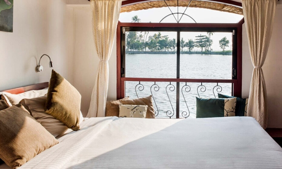 Typical Houseboat Bedroom, Kerala Backwaters, Kerala