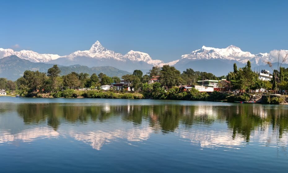 Annapurna View from Phewa Lake, Pokhara, Nepal