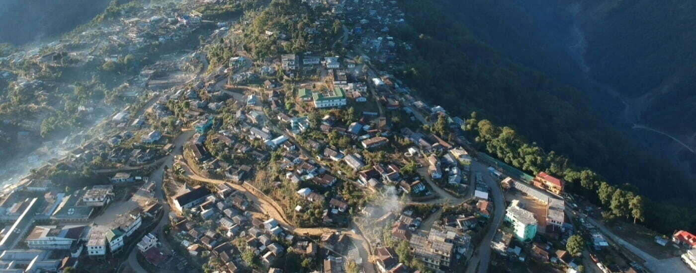 Aerial view of Tuensang Town, Nagaland