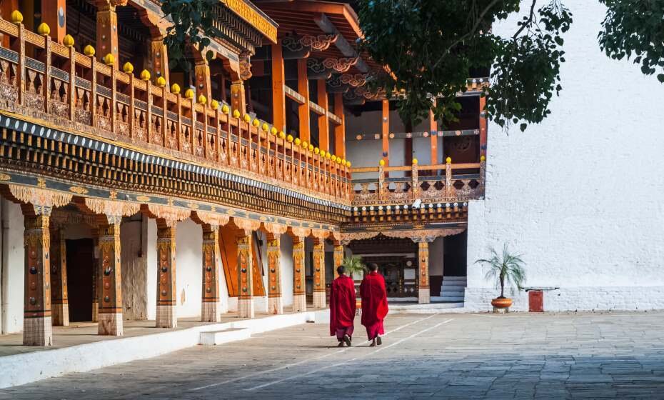 Bbuddhist Monks at Punakha Dzong, Punakha Bhutan