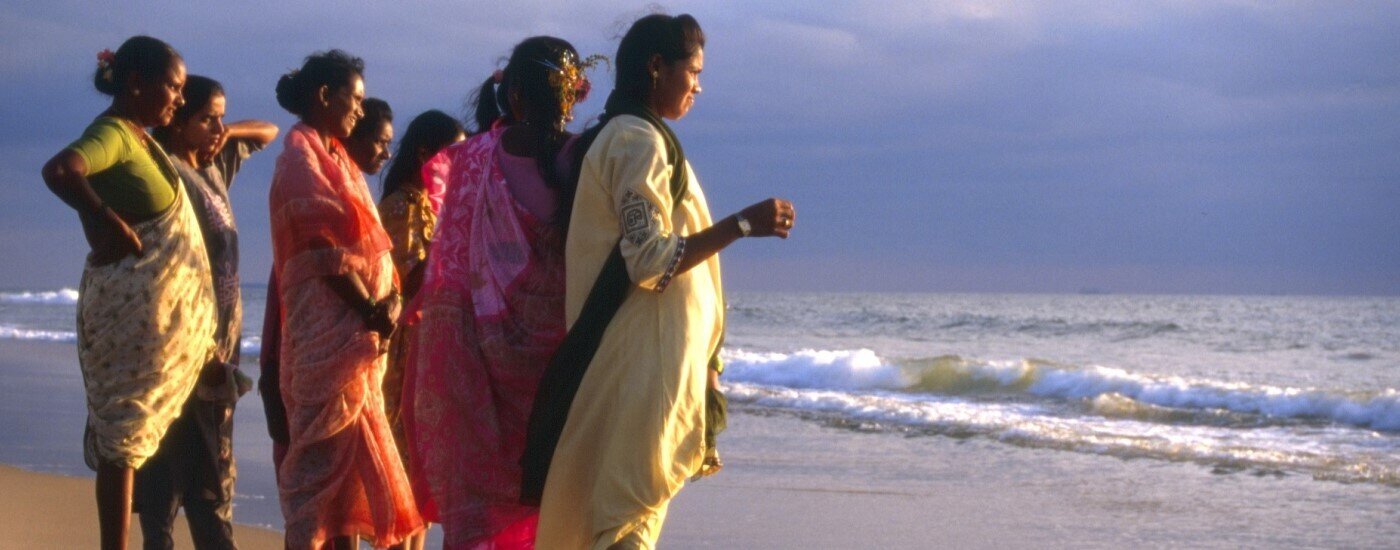 Ladies on Beach at Sunset, Goa