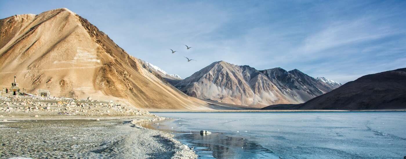 Landscape Terrain of Pangong Tso Lake, Pangong, Jammu and Kashmir