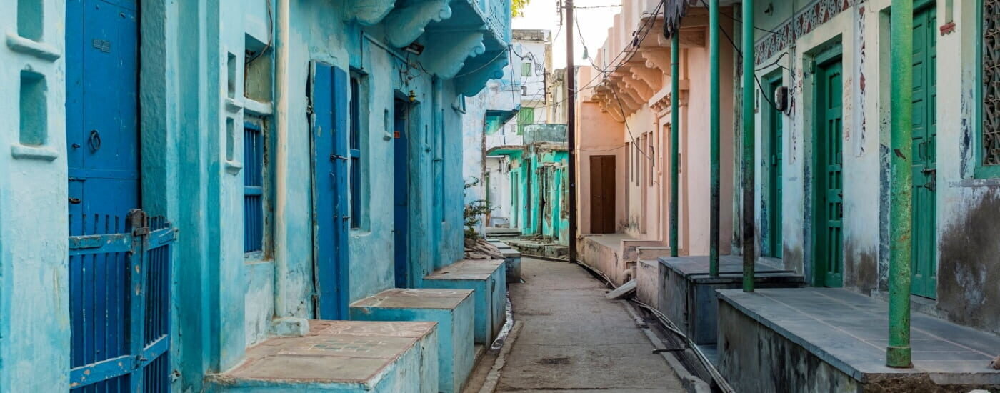 Narrow Colourful Backstreets in Vilage, Delwara Rajasthan