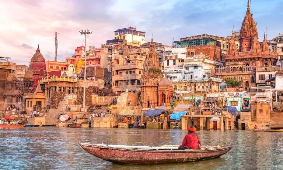 Ancient Varanasi Architecture - Sunset View at River Ganges, Varanasi, Uttar Pradesh