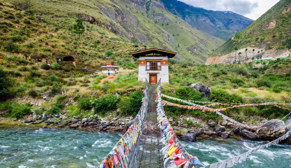 Iron Chain Bridge, Tamchog Lhakhang Monastery, Paro River, Bhutan