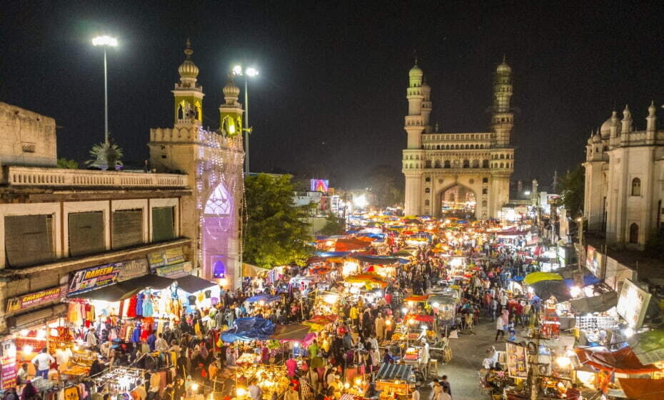 Laad Bazzar at Night, Hyderabad