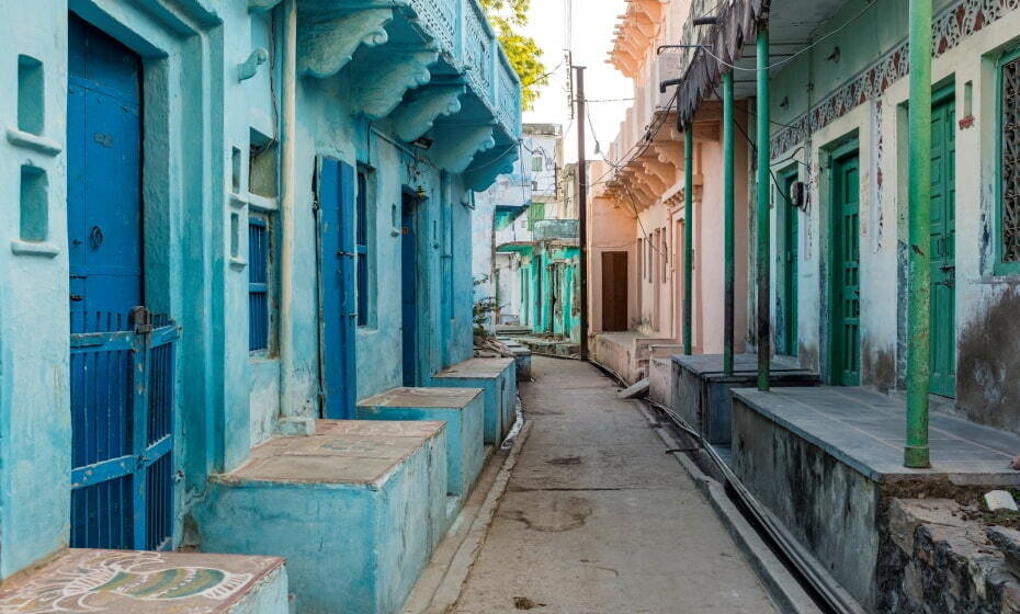 Narrow Colourful Backstreets in Vilage, Delwara, Rajasthan