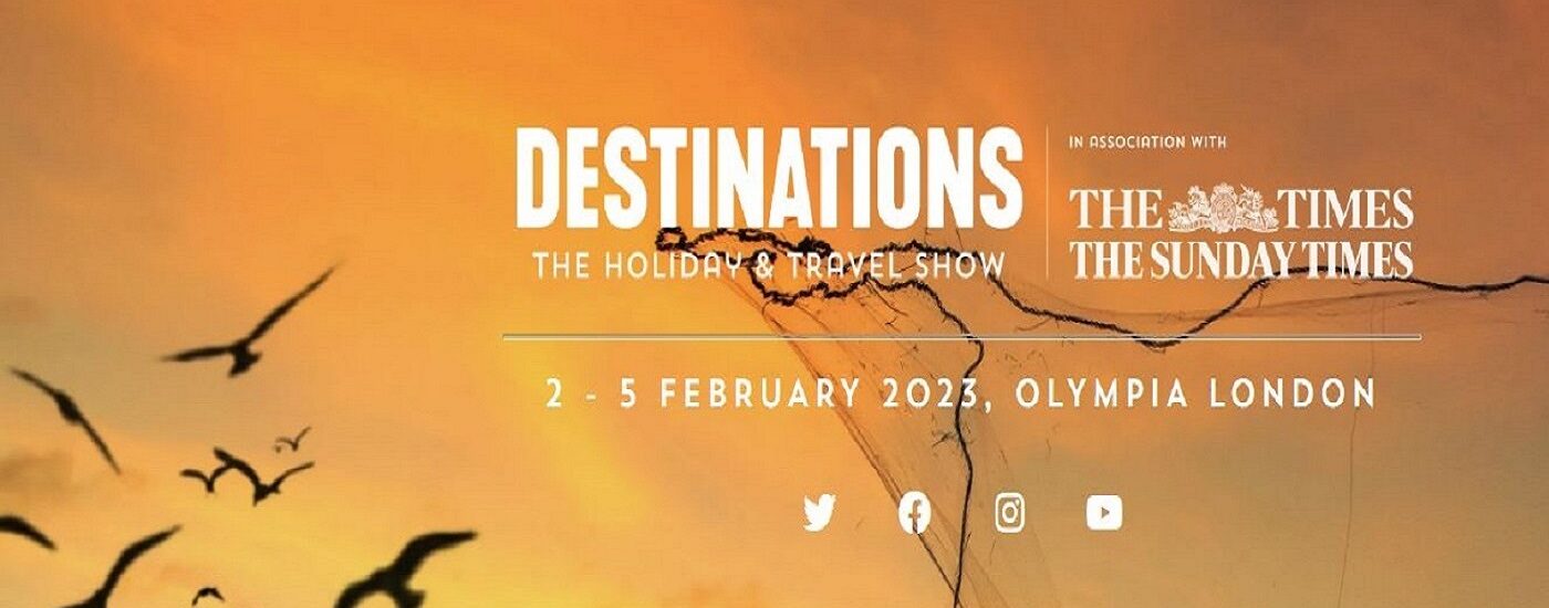 Banner for the Destinations Show London Feb 2023