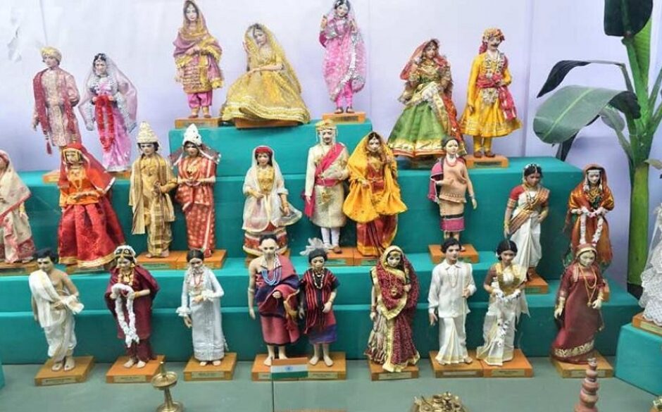 Beautiful vibrantly coloured dolls on display at the Shankar's International Dolls Museum, New Delhi