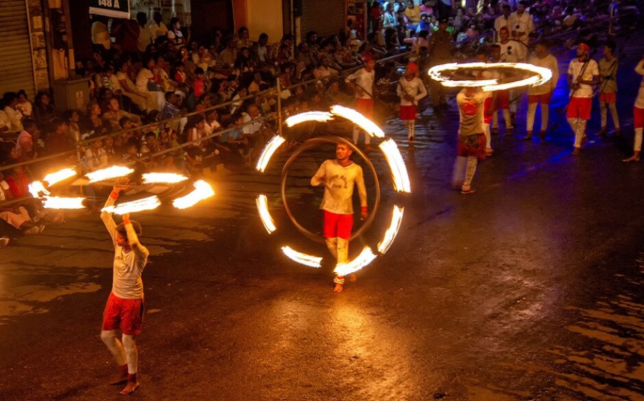 Fire jugglers at Esala Perahera, Kandy