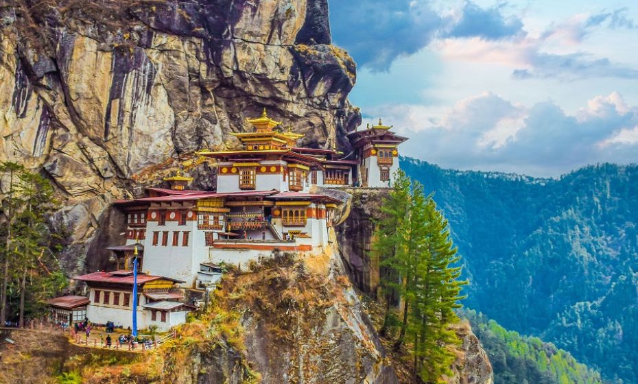 Customs and traditions in Bhutan - Tiger's Nest Monastery (Paro Taktsang) sat on a high mountain