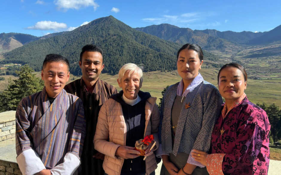 Irene with Bhutanese people