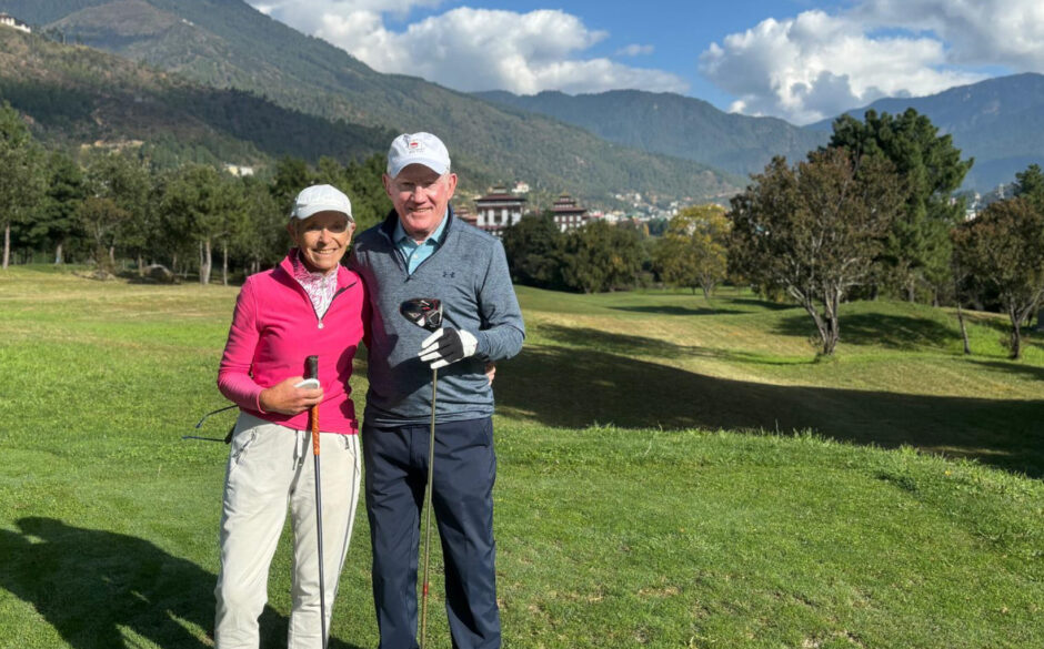 John and Irene playing golf