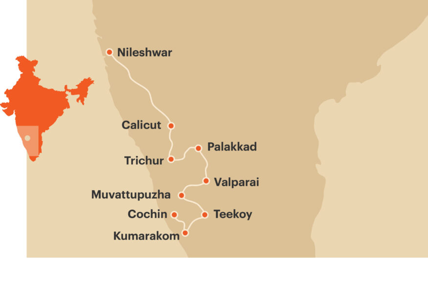 Backroads of Kerala tour map