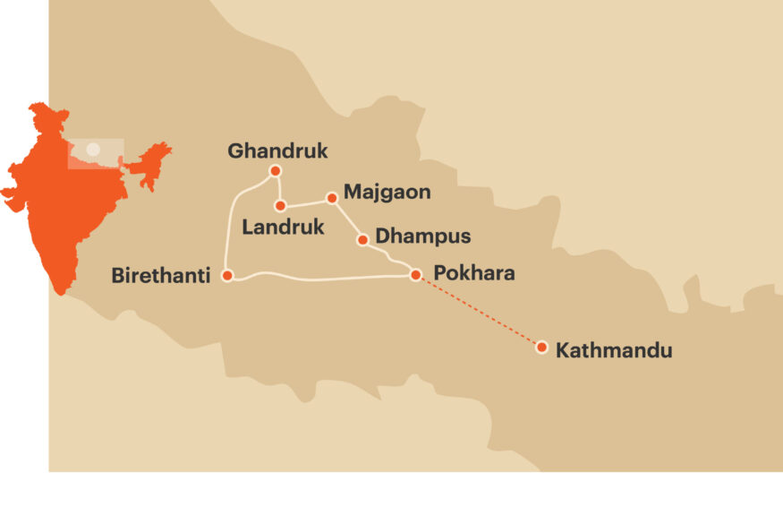 Annapurna Gurung Trail Nepal Trekking Holiday Map