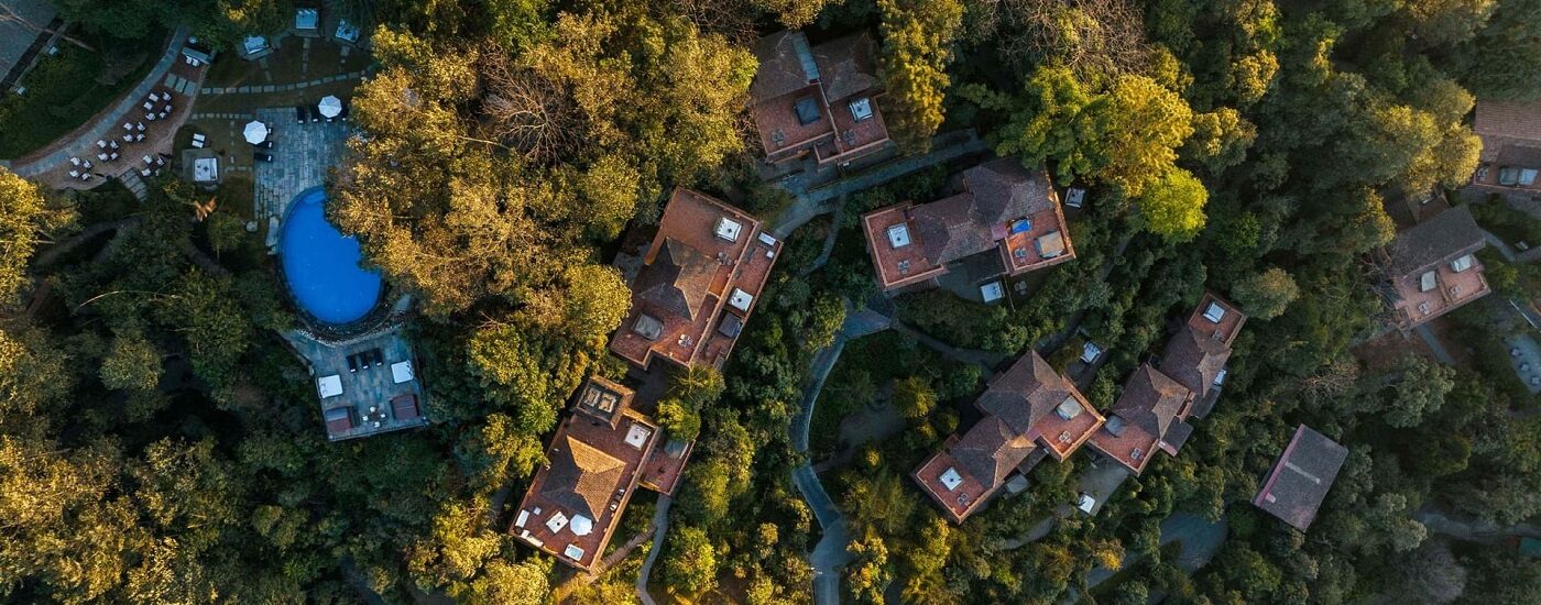 Nepal - Dhulikhel - Dwarikas aerial view